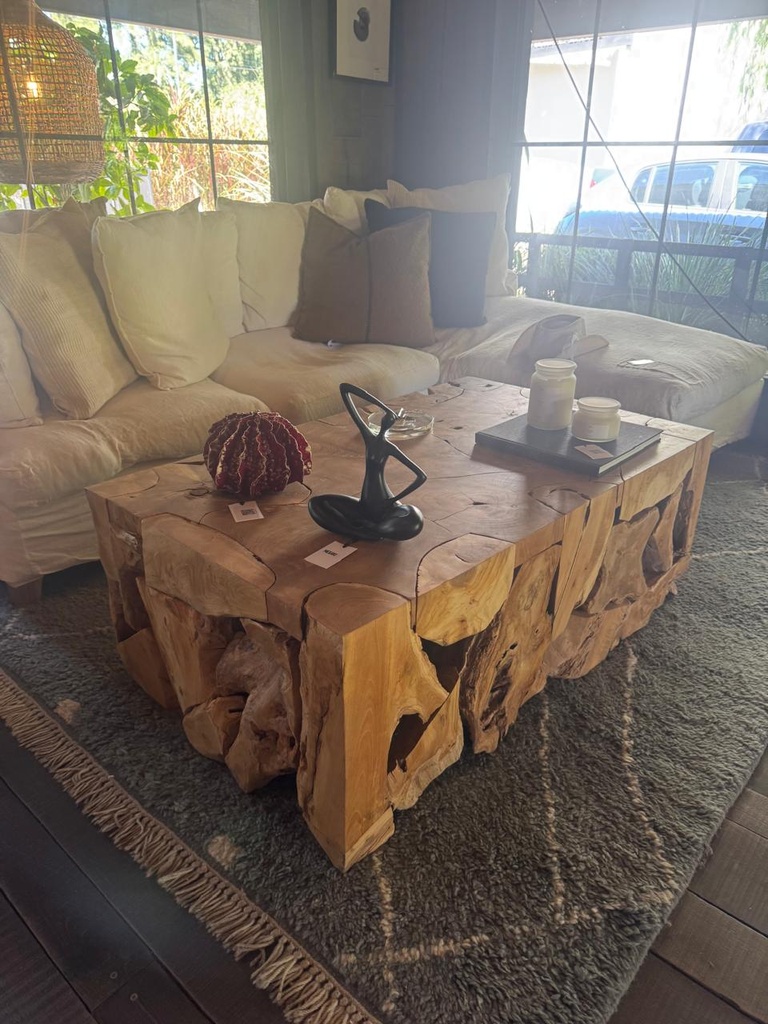 Mesa baja raíz teca pesada 120x75