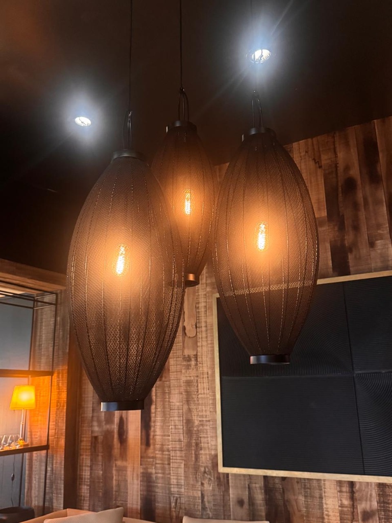 Lampara Colgante Mandarina Slim Mayor 70cm Tela Negra