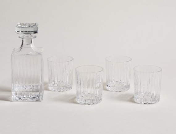 SET X 4 VASOS DE WHISKY Y BOTELLON DE VIDRIO ICE 750 ml