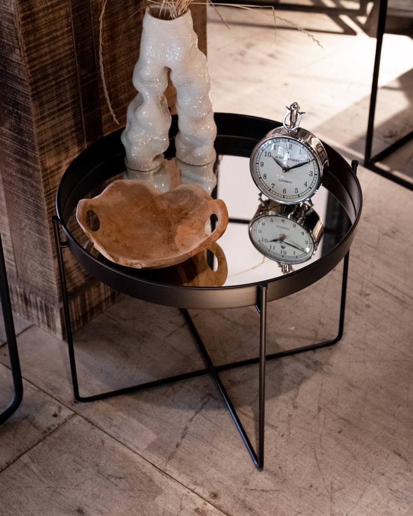 Mesa Auxiliar Del Plata Negra C/Espejo