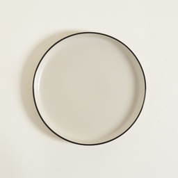 Set x 6 PLATO PLAYO CREMA BORDE NEGRO 26 CM
